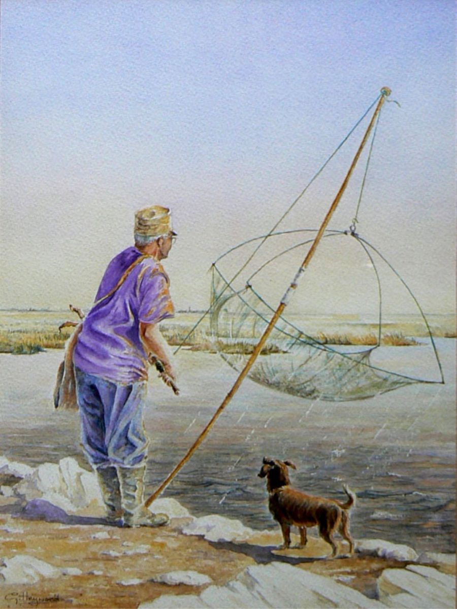 Gillian Heywood Fishing Net and Dog
