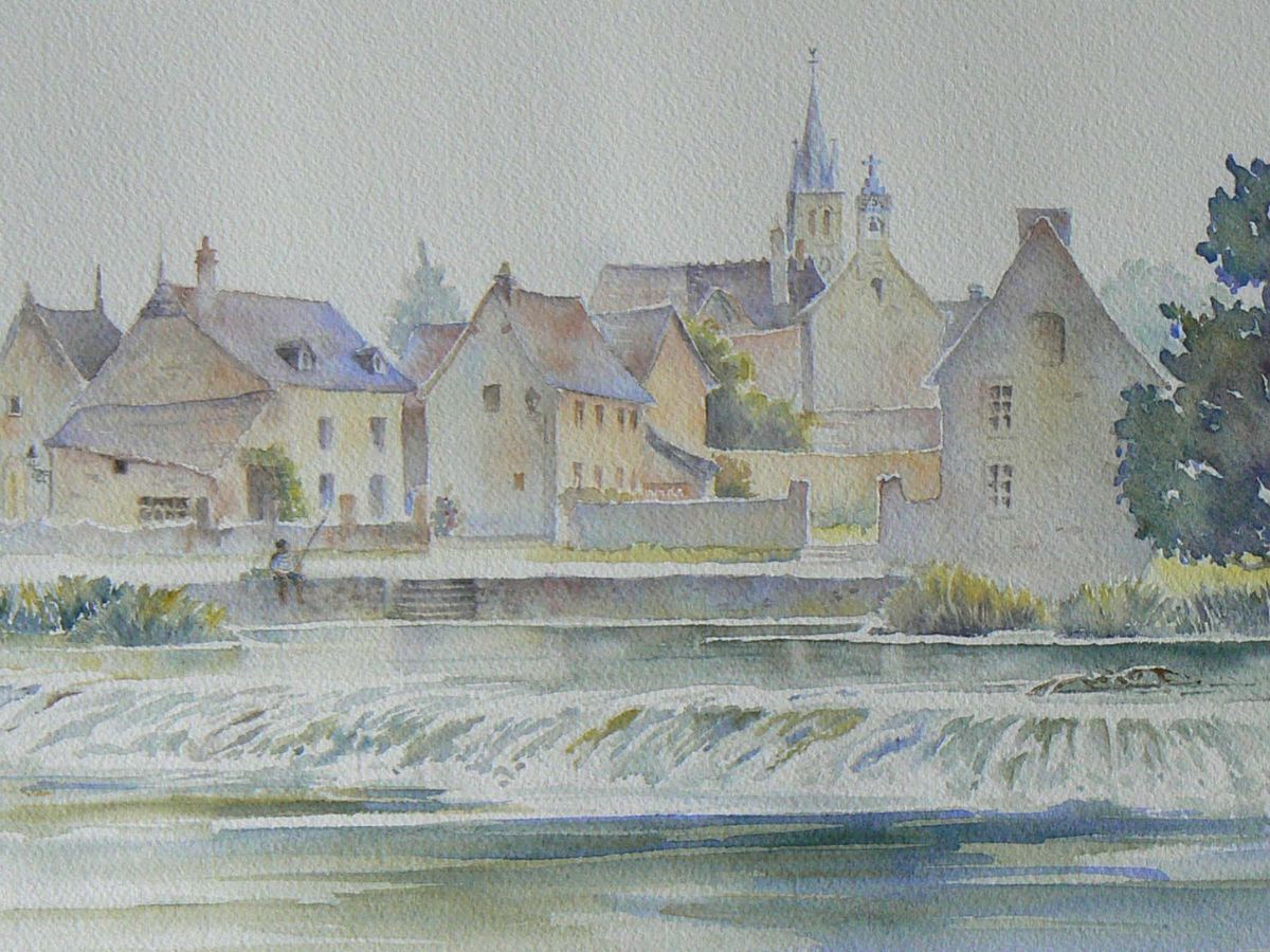 Gillian Heywood Fishing on a Weir