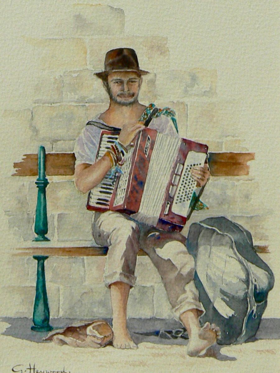 Gillian Heywood Man with Accordian
