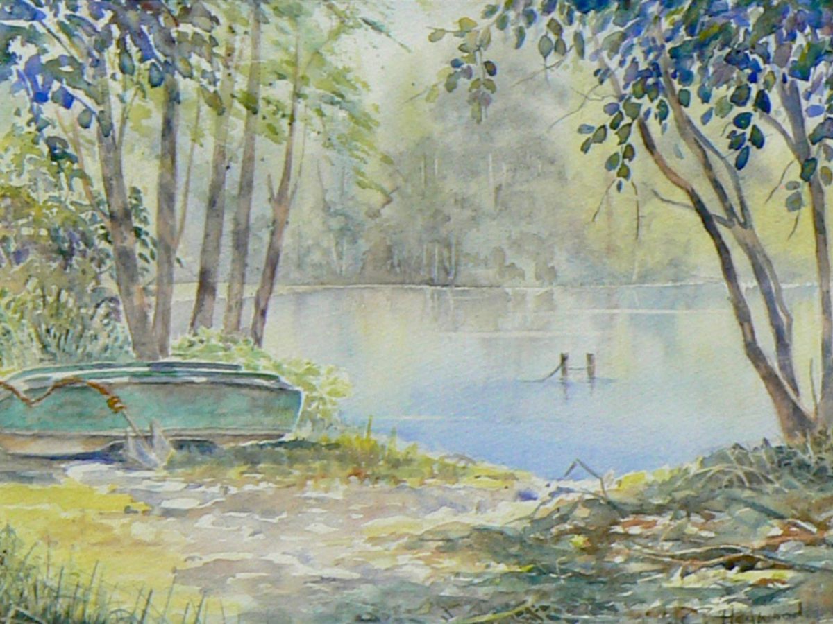 Gillian Heywood Upturned Boat on Water